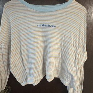 Quiksilver Pastel Striped Cropped Long Sleeve - Blue, Yellow, Lilac